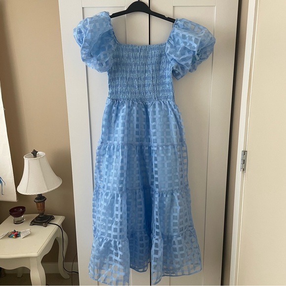 NWT PrettyGarden Blue Puff-Sleeve Ruffle Dress Size S - Picture 6 of 15